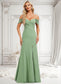 Dayami Trumpet/Mermaid Off the Shoulder V-Neck Floor-Length Chiffon Bridesmaid Dress DKP0025810