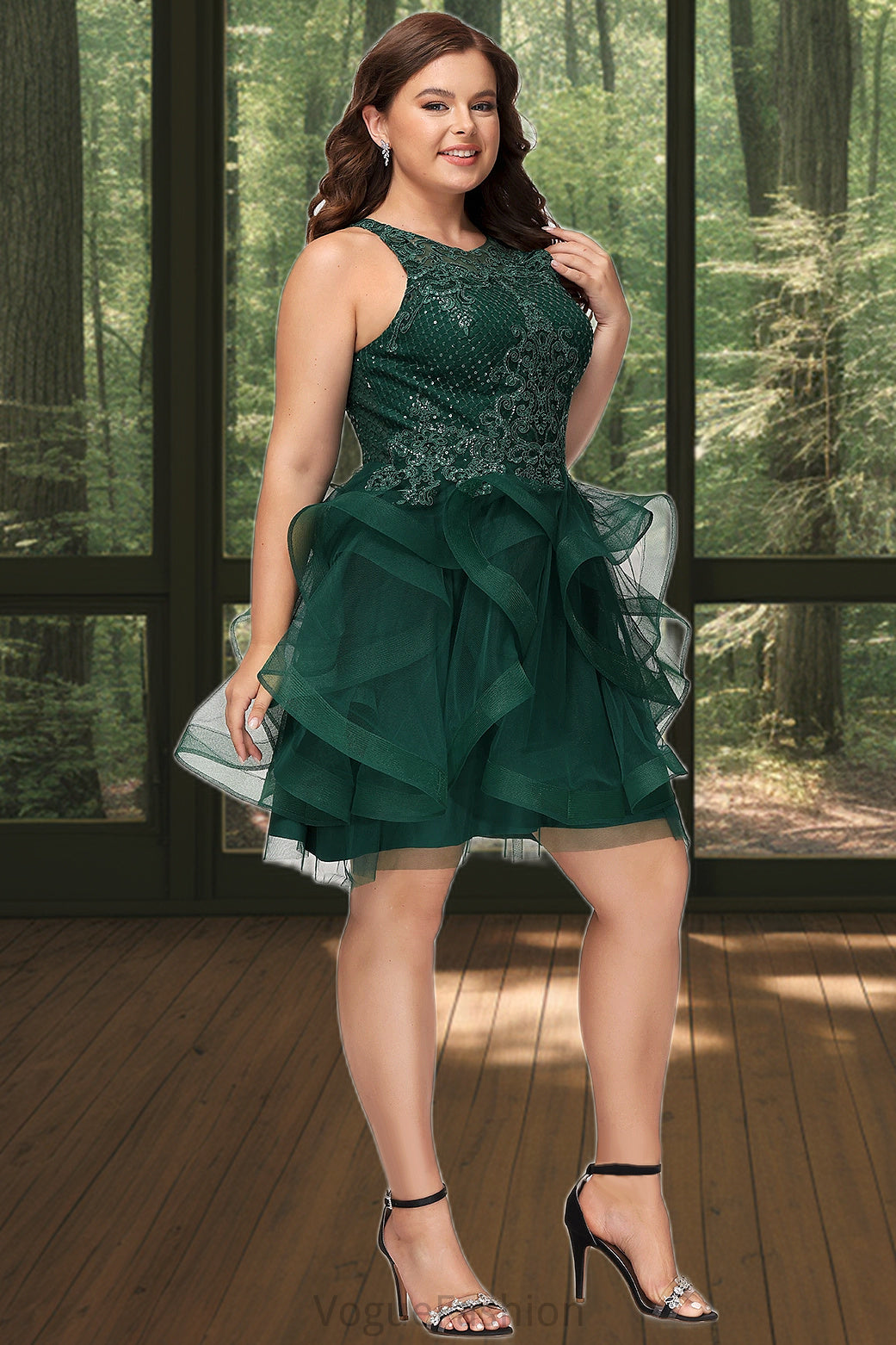 Rosemary Ball-Gown/Princess Scoop Short/Mini Lace Tulle Homecoming Dress With Sequins DKP0020537