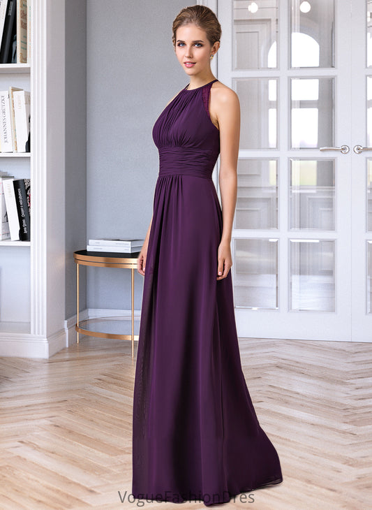 Kailey Chiffon Halter-neck Floor-length Bridesmaid Dress With Lace DKP0013218