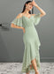 Nicola Trumpet/Mermaid V-neck Asymmetrical Bridesmaid Dress With Ruffle DKP0013222