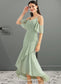 Nicola Trumpet/Mermaid V-neck Asymmetrical Bridesmaid Dress With Ruffle DKP0013222