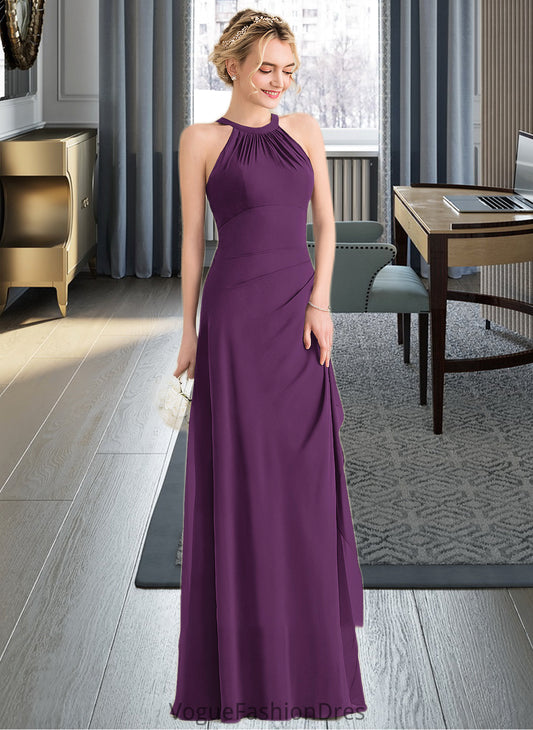 Ally A-Line Scoop Neck Floor-Length Chiffon Bridesmaid Dress With Cascading Ruffles DKP0013228