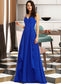 Kendal A-Line V-neck Floor-Length Bridesmaid Dress With Ruffle DKP0013233