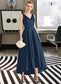 Maeve Ball-Gown/Princess V-neck Asymmetrical Satin Bridesmaid Dress With Pockets DKP0013251