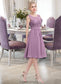 Geraldine A-Line Square Neckline Knee-Length Chiffon Lace Bridesmaid Dress DKP0013252