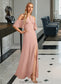 Robin Sheath/Column High Neck Floor-Length Bridesmaid Dress With Split Front DKP0013254