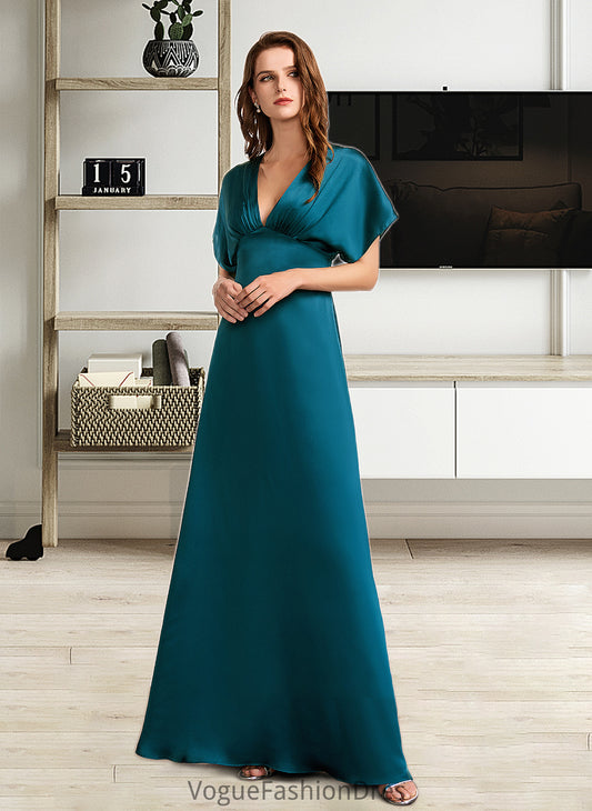 Justice A-Line V-neck Floor-Length Bridesmaid Dress DKP0013255