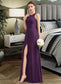 Nora A-Line Scoop Neck Floor-Length Chiffon Bridesmaid Dress With Split Front DKP0013260