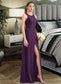 Nora A-Line Scoop Neck Floor-Length Chiffon Bridesmaid Dress With Split Front DKP0013260