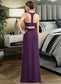 Nora A-Line Scoop Neck Floor-Length Chiffon Bridesmaid Dress With Split Front DKP0013260