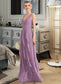 Hallie A-Line V-neck Floor-Length Chiffon Bridesmaid Dress With Cascading Ruffles DKP0013261