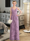 Hallie A-Line V-neck Floor-Length Chiffon Bridesmaid Dress With Cascading Ruffles DKP0013261