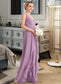 Hallie A-Line V-neck Floor-Length Chiffon Bridesmaid Dress With Cascading Ruffles DKP0013261