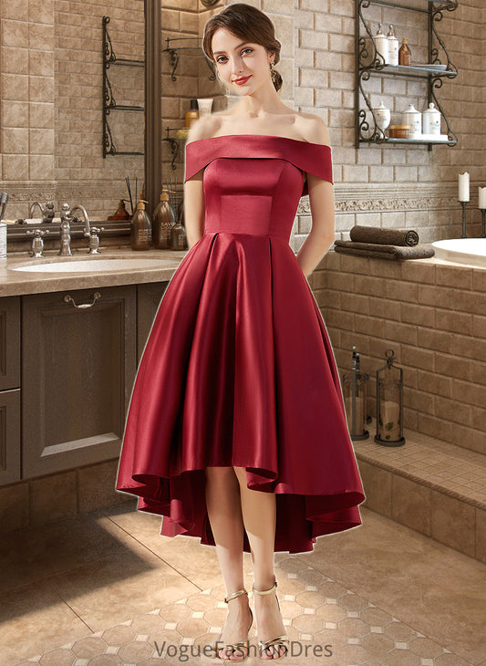 Tanya A-Line Off-the-Shoulder Asymmetrical Satin Bridesmaid Dress With Pockets DKP0013264