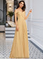 Julianna A-Line V-neck Floor-Length Bridesmaid Dress DKP0013265