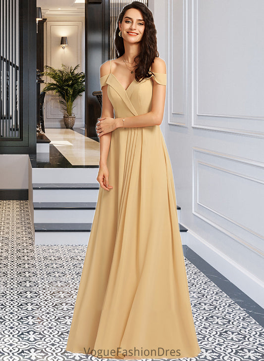 Julianna A-Line V-neck Floor-Length Bridesmaid Dress DKP0013265