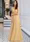 Julianna A-Line V-neck Floor-Length Bridesmaid Dress DKP0013265