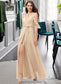 Amanda A-Line V-neck Floor-Length Chiffon Bridesmaid Dress With Ruffle Split Front DKP0013267