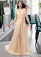 Amanda A-Line V-neck Floor-Length Chiffon Bridesmaid Dress With Ruffle Split Front DKP0013267