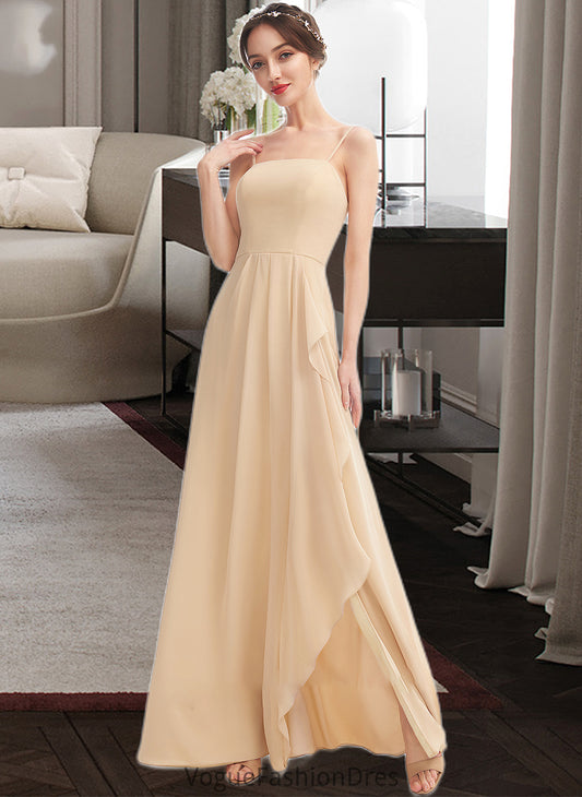 Ruth A-Line Square Neckline Floor-Length Bridesmaid Dress With Split Front DKP0013275