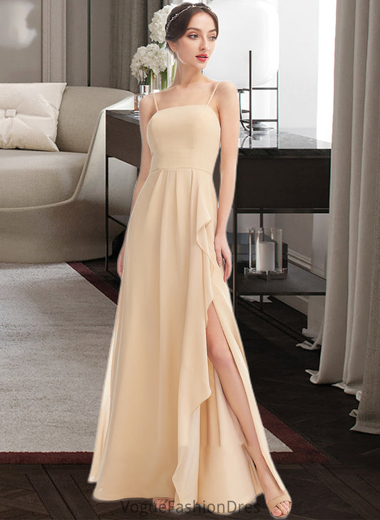 Ruth A-Line Square Neckline Floor-Length Bridesmaid Dress With Split Front DKP0013275