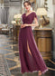 Viviana A-Line V-neck Floor-Length Bridesmaid Dress With Ruffle Split Front DKP0013276