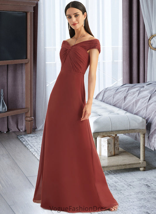 Rory Sheath/Column Off-the-Shoulder Floor-Length Bridesmaid Dress With Ruffle DKP0013284