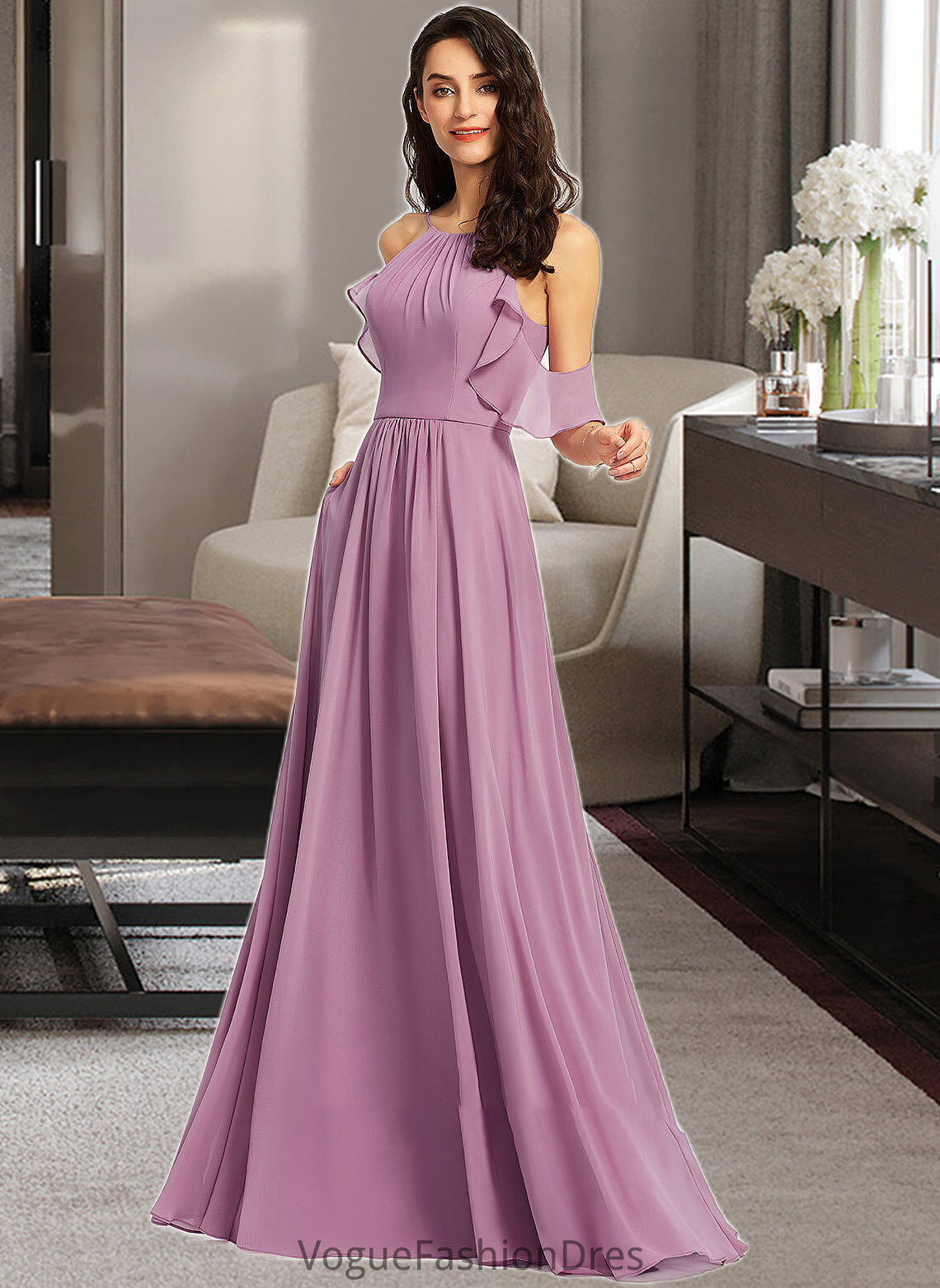 Miracle A-Line Scoop Neck Floor-Length Bridesmaid Dress With Pockets DKP0013287