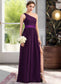 Cierra A-Line/Princess One-Shoulder Floor-Length Chiffon Charmeuse Bridesmaid Dress With Ruffle Split Front DKP0013288