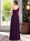 Cierra A-Line/Princess One-Shoulder Floor-Length Chiffon Charmeuse Bridesmaid Dress With Ruffle Split Front DKP0013288