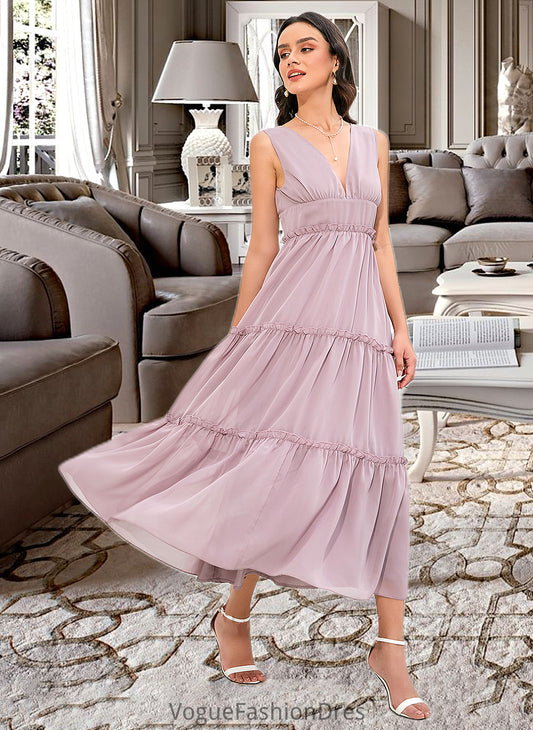 Bailee A-LineV-neckTea-LengthBridesmaidDress#273655 DKP0013290