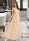 Dayana A-Line V-neck Floor-Length Bridesmaid Dress With Sequins DKP0013291