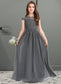 Keyla A-Line Scoop Neck Floor-Length Chiffon Lace Junior Bridesmaid Dress With Ruffle DKP0013331