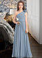 Marcie A-Line One-Shoulder Floor-Length Chiffon Junior Bridesmaid Dress With Ruffle Flower(s) DKP0013332