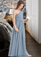 Marcie A-Line One-Shoulder Floor-Length Chiffon Junior Bridesmaid Dress With Ruffle Flower(s) DKP0013332