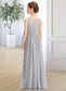 Natalie A-Line Scoop Neck Floor-Length Chiffon Lace Junior Bridesmaid Dress DKP0013333