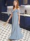 Zoey A-Line Off-the-Shoulder Floor-Length Chiffon Junior Bridesmaid Dress With Ruffles DKP0013334