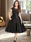 Glenda A-Line Scoop Neck Knee-Length Satin Lace Junior Bridesmaid Dress With Pockets DKP0013335