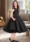 Glenda A-Line Scoop Neck Knee-Length Satin Lace Junior Bridesmaid Dress With Pockets DKP0013335