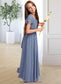 Areli A-Line Scoop Neck Floor-Length Chiffon Junior Bridesmaid Dress With Bow(s) DKP0013337