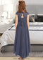 Logan A-Line Scoop Neck Asymmetrical Chiffon Lace Junior Bridesmaid Dress DKP0013341