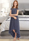 Logan A-Line Scoop Neck Asymmetrical Chiffon Lace Junior Bridesmaid Dress DKP0013341