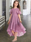 Brielle A-Line V-neck Asymmetrical Chiffon Junior Bridesmaid Dress With Cascading Ruffles DKP0013342