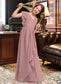 Mariah A-Line V-neck Floor-Length Chiffon Junior Bridesmaid Dress With Cascading Ruffles DKP0013343