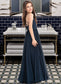 Kayley A-Line Square Neckline Floor-Length Chiffon Junior Bridesmaid Dress With Bow(s) DKP0013345