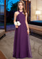 Madeline A-Line V-neck Floor-Length Chiffon Junior Bridesmaid Dress DKP0013346