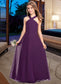 Madeline A-Line V-neck Floor-Length Chiffon Junior Bridesmaid Dress DKP0013346