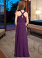 Madeline A-Line V-neck Floor-Length Chiffon Junior Bridesmaid Dress DKP0013346