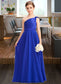 Janey A-Line One-Shoulder Floor-Length Chiffon Charmeuse Junior Bridesmaid Dress With Ruffle DKP0013347