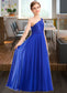 Janey A-Line One-Shoulder Floor-Length Chiffon Charmeuse Junior Bridesmaid Dress With Ruffle DKP0013347